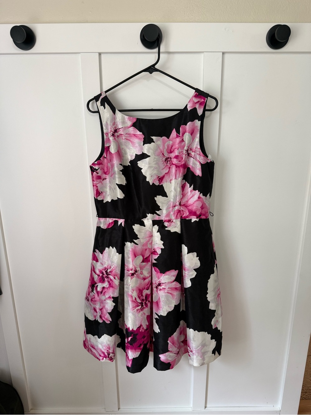 dressbarn Black Dress with Pink & White Floral Print